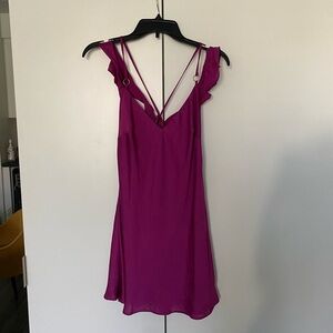 Free People Purple Strappy Silk Mini Dress